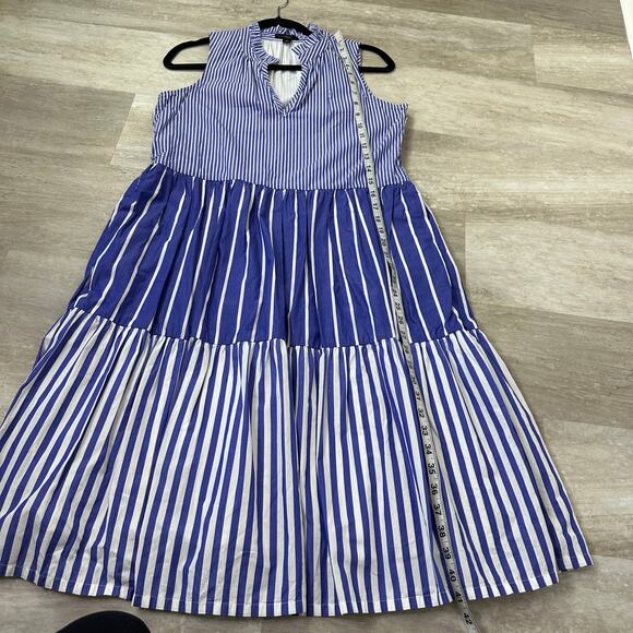 J.Crew Sleeveless tiered popover dress in mixed stripe #AK264 size small - Picture 9 of 9